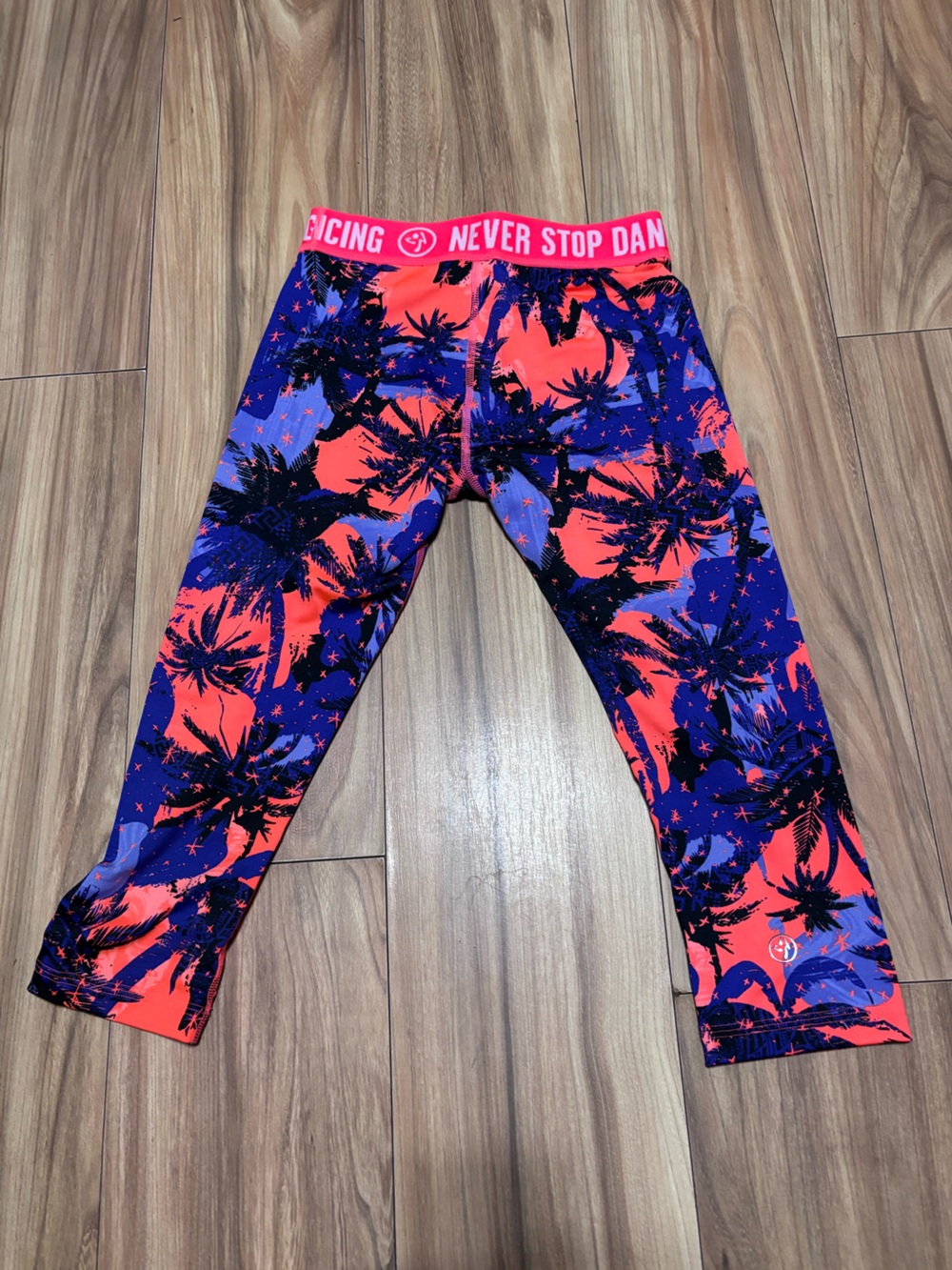 Zumba capri leggings Never stop dancing tropical palm print